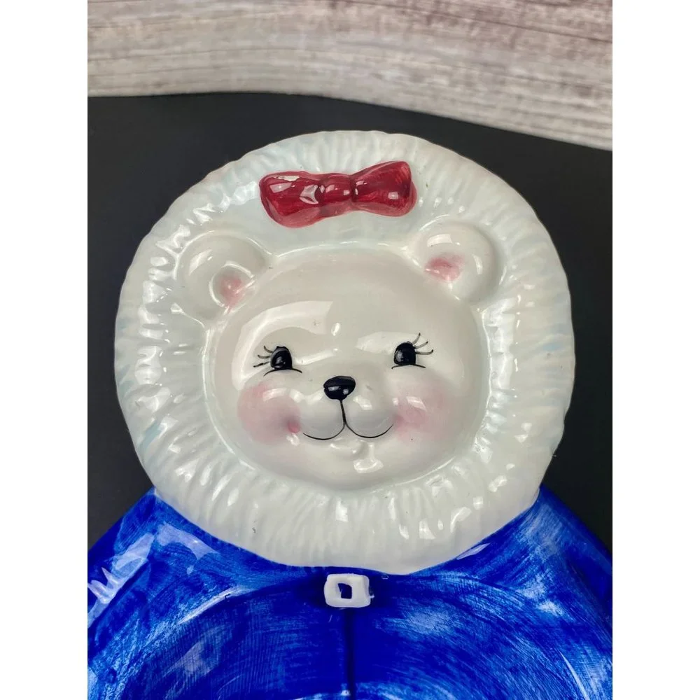 Blizzard Cooks Club Snowflake candy dish,‎ 1998, Christmas blue bear Dish